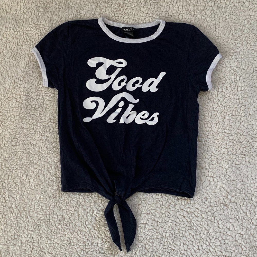 Good Vibes Tie Crop Top Shirt